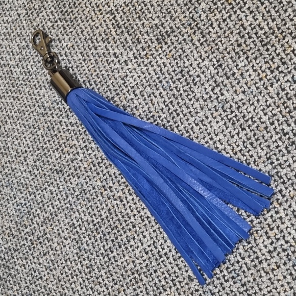 Steve Madden Other - STEVE MADDEN Leather Fringe/Tassle Bag Charm Blue